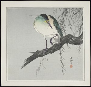 Heron on Branch, pre-1912 by Ohara Koson